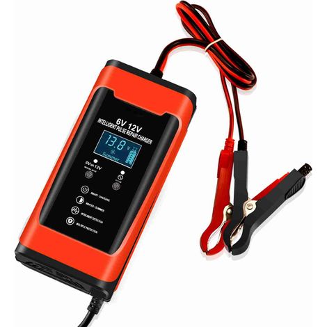 Ortviai Chargeur Intelligent pour Batterie Plomb-Acid 6V/12V avec Affichage LCD et Fonction de Réparation Pulsée (1/5)