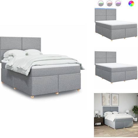 Sommier à lattes de lit avec matelas Gris clair 160x200cm Tissu - Sommier À Lattes De Lit - Sommiers À Lattes De Lit - Lit - Meuble De Chambre À Coucher (1/5)