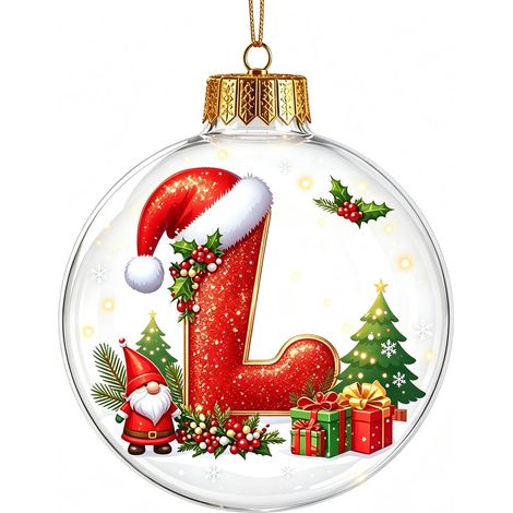 Boule à neige de Noël 3D en acrylique transparent, lettres, décoration à suspendre pour sapin de Noël (non lumineuse) (1/5)