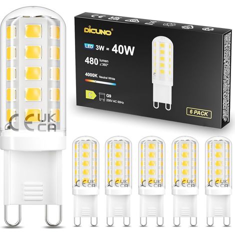6 Pièces - Ampoule LED G9 - Luminaire Économique - 480lm Blanc Neutre 4000K Non-dimmable Pour Salon Cuisine Chambre 1,55x5,08cm (1/5)
