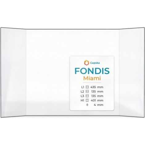 Vitre Fondis MIAMI - Verre Prismatique pour insert - (135 + 435 + 135) x 401 mm (L2+L1+L3 x H1) - 4 mm (1/5)