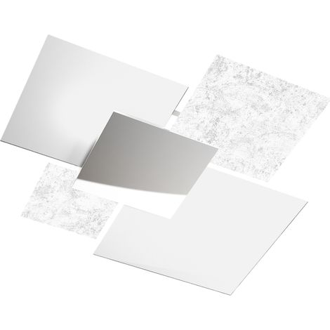 Plafonnier moderne 1088/90-FA Verre Blanc et Feuille d'Argent 4xE27