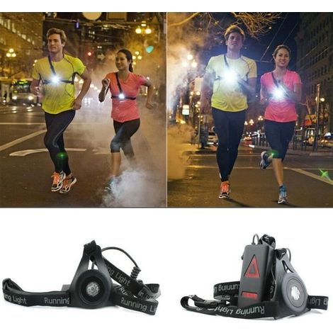 (phares blancs et feux arrière rouges)Lampe Frontale USB LED Rechargeable pour Course - Noir - 3 Modes - 50m - ABS - 240 min (1/4)