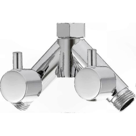 Vanne de dérivation en Y, compatible avec les flexibles et les pommeaux de douche, 1/2 pouce, finition chromée. (1/4)