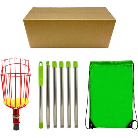 Fruit Picker with Basket Stainless Steel Telescoping Pole Fruit Catcher Tool for Avocado Acorn Lemon Pear Mango 2.4m Picker 6Pcs Rods 80‑240cm (1/5)