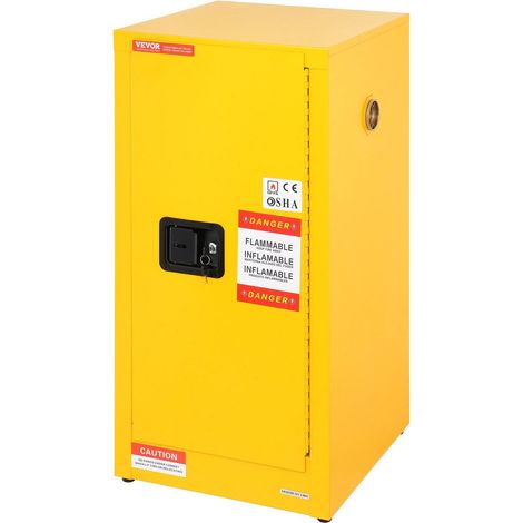 Armoire de sécurité pour liquides inflammables 60 l en acier laminé à froid, 2 étagères réglables, 46 x 46 x 90 cm, jaune (1/5)