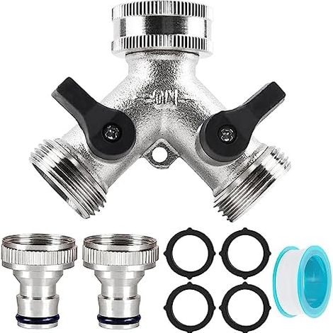 Distributeur Eau 2 Voies 3/4, Laiton, Robinets Indépendants, Adaptateur 1/2, Machine Laver, Lave-Vaisselle (1/5)