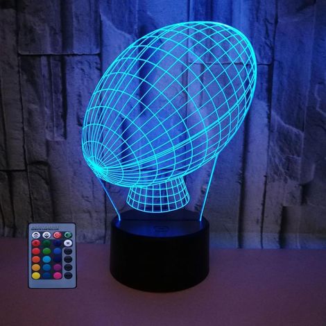 3D Rugby LED Lampe Art Déco Lampe Lumières LED Décoration Lampes Contrôle à distance 7/16 Couleurs Change Veilleuse USB Powered Enfants Cadeau Anniversaire Noël Cadeaux
