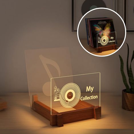 Étagère de rangement pour disques vinyles en acrylique avec lumières blanches chaudes (1/5)