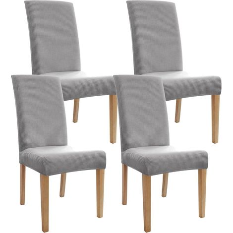 Fundas para sillas de comedor, juego de 4, protectoras, grises, confeccionadas en tejido jacquard, ideales para banquetes, bodas, cocinas, hoteles y fiestas.