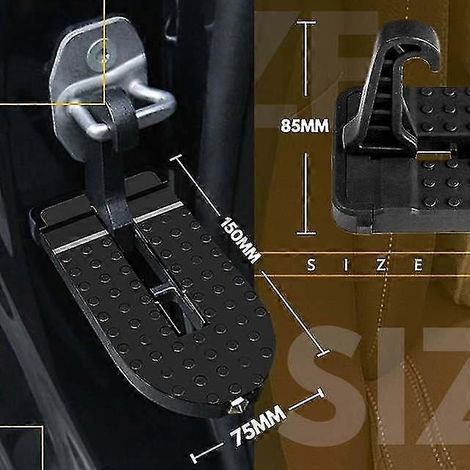 Marchepied de toit pliable multifonction pour voiture, marchepied de porte de voiture, crochet de verrouillage universel, pédale auxiliaire, marteau de sécurité en alliage d'aluminium - Pédales - Noir (1/5)