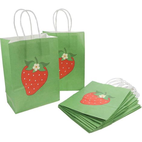 Sachets cadeaux fraise, sachets en papier compatibles pour les fêtes d'anniversaire, lot de 12 (1/5)