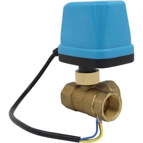 Vanne Motorisee 3 Voies Vanne à Bille MotoriséE Dn20 3/4 Pouces Ac 230v Electrovanne MotoriséE Vanne éLectrique Laiton Vanne De Zone , Bleu (1/2)