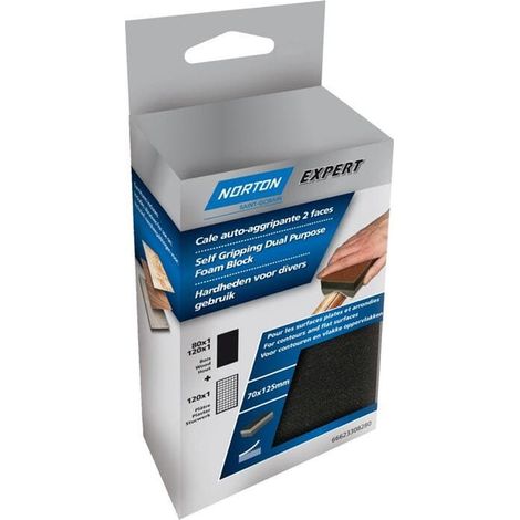 Norton Expert Dual Schleifblock mit Klett 70 x 125 mm inklusive 3 Blätter