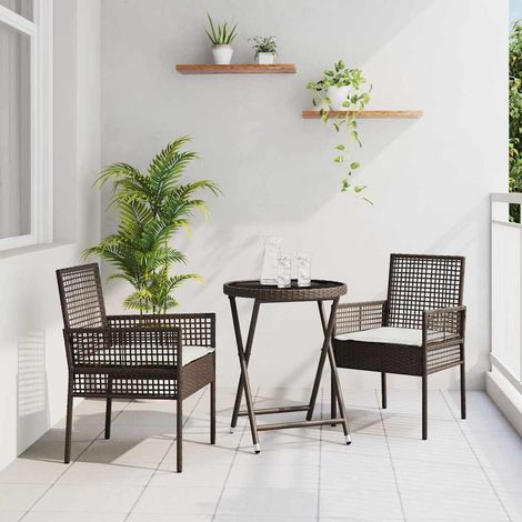 Garten Bistro Set 3 pcs Braun Poly-Rattan (1/5)