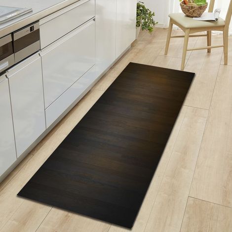 Tapis de cuisine, tapis de sol antidérapants à dos en caoutchouc, tapis de couloir à poils courts et fins, ensemble de tapis d'intérieur style rustique champêtre en planches de bois pour cuisine, salo (1/5)