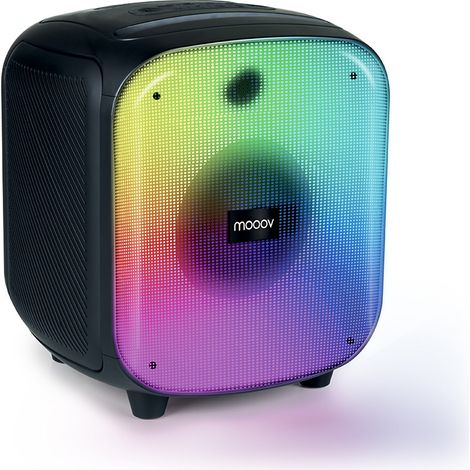 Enceinte Party Cube sans fil avec effets lumineux - Noire et bleue (1/5)