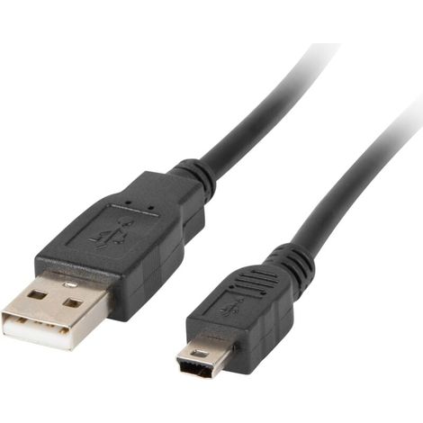 Câble USB Lanberg CA-USBK-10CC-0003-BK USB A 2.0 mâle vers mini USB mâle 30 cm noir (1/4)