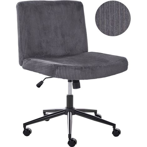 Chaise de Bureau en Velours Côtelé Pivotante Siège Pneumatique Inclinable Gris Geddes (1/5)