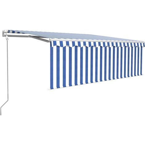 Maison Exclusive - Tenda Automatica Parasole LED Sensore Vento 4,5x3 m Blu Bianco