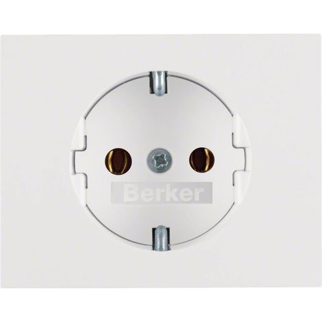 Schuko-Abdeckung aus der Serie „Berker K1“ mit IP20-Kinderschutz 5,5x7x4cm Farbe Polarweiß