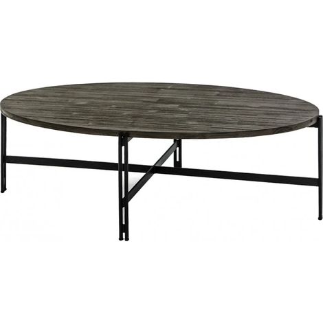 Table basse ovale en bois d'acacia cendré avec piètement métal - KUBI (1/5)