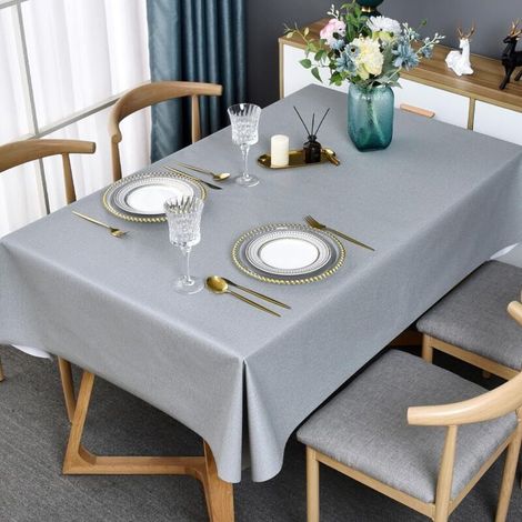 Nappe en plastique, imperméable et lavable, idéale pour les fêtes, festivals, célébrations, etc., 1 pièce, grise, 120 × 180 cm (1/5)