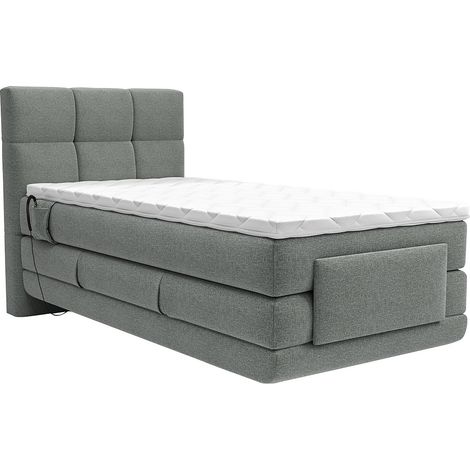 Set boxspring testata trapun. + Rete relax elett. + Mater. + Topper 100x200 Tessuto Grigio - LODI di PALACIO