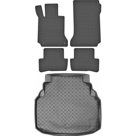 Juego de alfombrillas de goma para coche y maletero para Mercedes Clase C W204 Sedán Kombi (2007-2014).