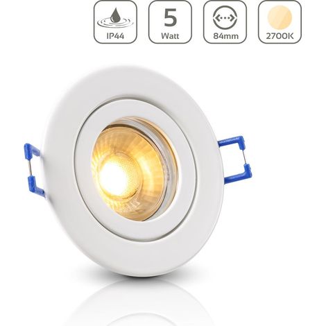 Einbauspot IP44 rund starr - Farbe: weiß - LED Leuchtmittel: GU10 5W warmweiß (1/5)