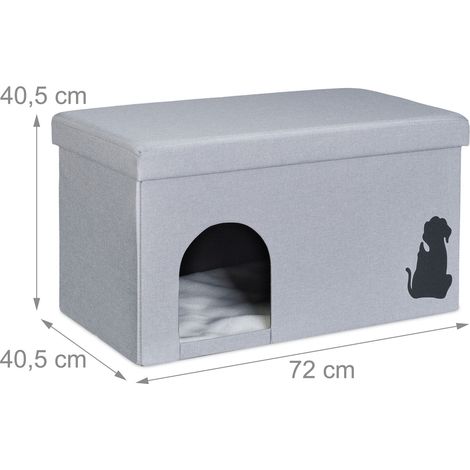 Grotta per gatto e cane di piccola taglia con nicchia integrata pieghevole 60 x 40 x 40 cm in legno bianco 130015977