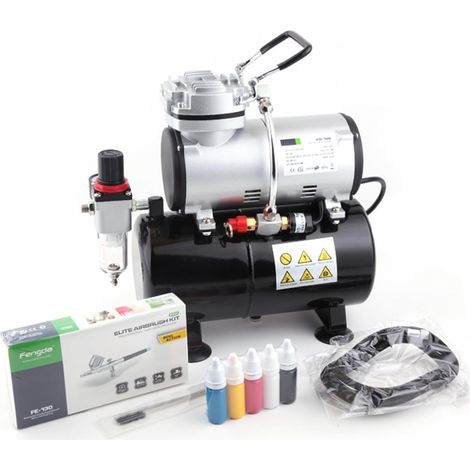1 Kit Aérographe, Compresseur 3L, Mécanisme Double Action, Buse 0.3mm, Pour Modélisme Et Art