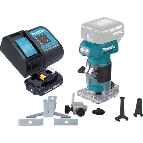 Makita DRT 52 SA1 Fraiseuse de bords sans fil 18 V 6 mm Brushless + 1x batterie 2,0 Ah + chargeur