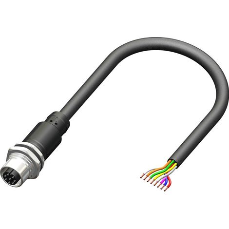 Câble d'actionneur RS PRO 8 conducteurs , M12 Femelle vers , 2m ( Prix pour 1 )