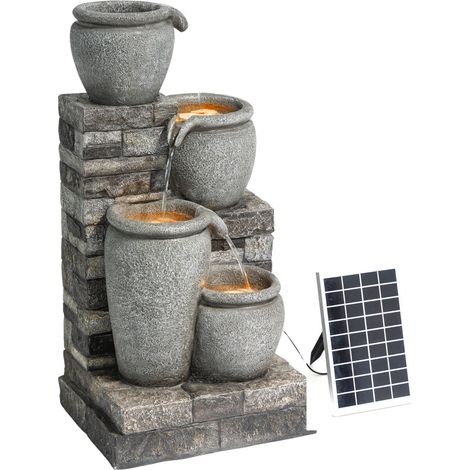 Teamson Home Fontaine Solaire Cascade 4 Niveaux Gris Exterieur (1/5)