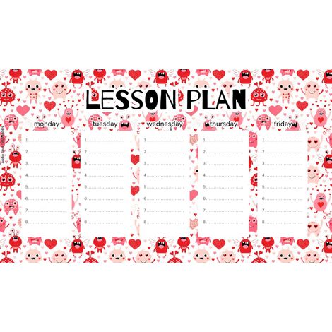 Piano di lezione magnetico Creature rosse 30x17,5 cm