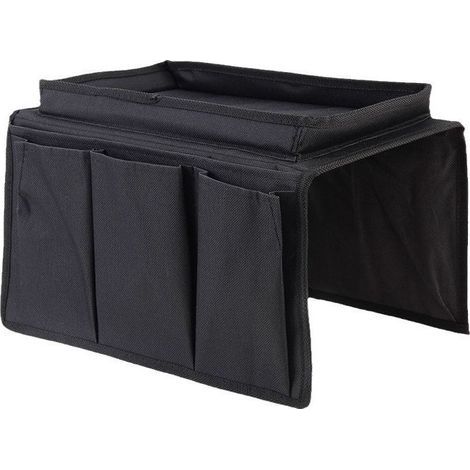 Organiseur Canapé Fauteuil Pliable, Accoudoir de Canapé Sac de Rangement, Sac de Rangement pour Accoudoirs de Canapé, Plateau Organisateur Canapé Accoudoir,noir