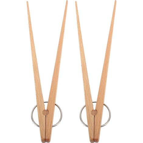 2 pinze da cucina in legno di faggio con manico antiscivolo e isolamento termico, ideali per pane e grigliate. (1/5)