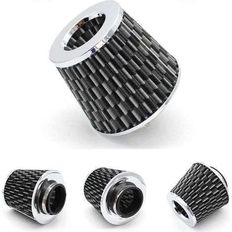 Filtro de aire cónico universal con clip para entrada de aire frío, 3 pulgadas, lavable, de alto flujo, con brida de 3 pulgadas de diámetro, color negro (1 unidad). (1/5)