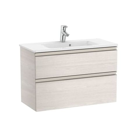 Pack Unik mueble base compacto de 2 cajones + lavabo THE GAP - ROCA Color: Fresno nórdico - Medidas: 805x380x537 mm