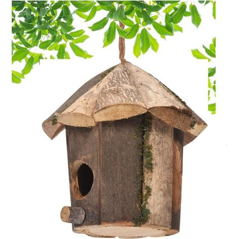 Nido para pájaros - Casa para pájaros de madera natural - Decorativa (1/5)