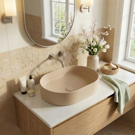 Ceramia PixL 50 x 37 x 13,5 cm lavabo da appoggio Infinitio, senza troppopieno, moka opaco (CEPX5037MOM)