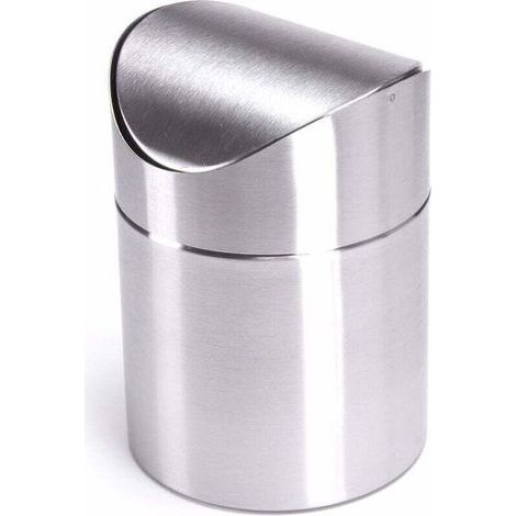 Cestino da tavolo Enowelir in acciaio inox con coperchio girevole per cucina e bagno (1/3)
