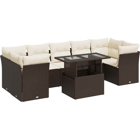 vidaXL Set Divani da Giardino 8 pz con Cuscini Marrone in Polyrattan (1/5)