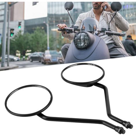 Paar universelle Motorrad-Seitenspiegel, 10 mm, schwarzes Rundgewinde