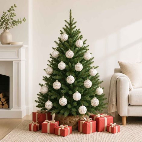vidaXL Conjunto de bolas de Navidad XL 18 uds. Blanco y Oro Rosa 8 cm (1/5)