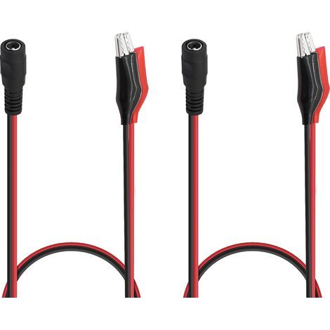 Paquete de 2 cables de alimentación de CC hembra a pinza de cocodrilo, 50 cm/19,7 pulgadas, 2,1 mm x 5,5 mm. Cable de alimentación de CC hembra a pinza de cocodrilo de 12 V. (1/5)
