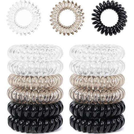 12 Pièces Elastique Cheveux Spirale, Elastique Spirale en Plastique, Cheveux Fille, Elastique à Cheveux en Spirale Sans Dommages pour Filles et Femmes (1/5)