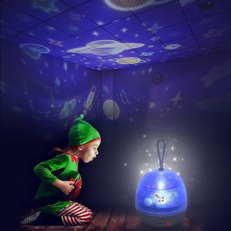 Veilleuse USB Starlight, licorne LED rotative, quatre modes d'éclairage différents, blanche