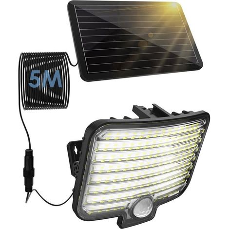 Lampe Solaire Extérieur Détecteur de Mouvement,3 Modes/124 LEDs/800LM/2600mAh Éclairage Solaire Étanche IP65,Spot Projecteur LED